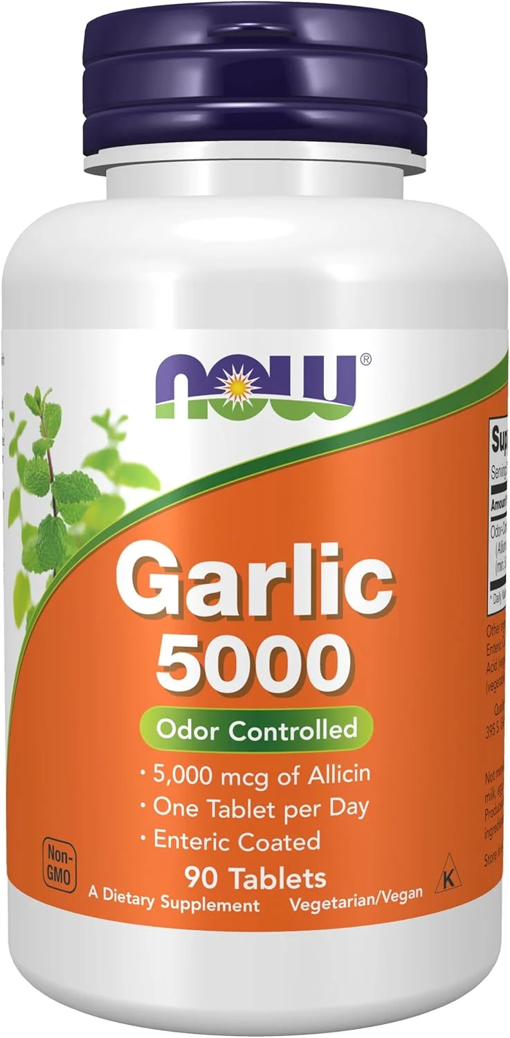 مکمل های ناو، سیر 5000 (Allium sativum)، روکش دار، کنترل شده بو، 90 قرص