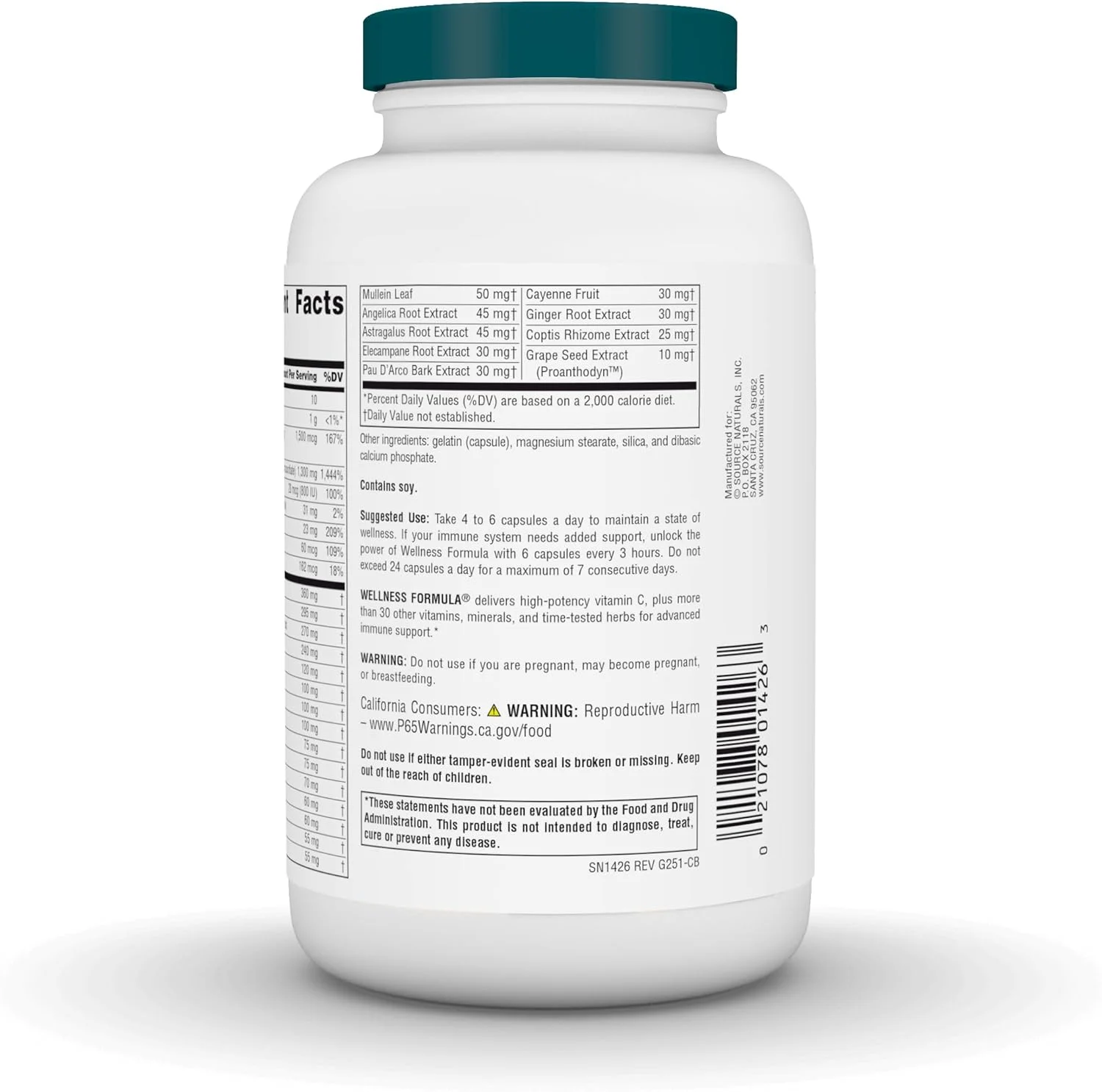 فرمول سلامتی سورس نچرالز، ویتامین ها و دفاع گیاهی همسو با زیست برای پشتیبانی از سیستم ایمنی - مکمل غذایی و تقویت کننده ایمنی - 240 کپسول