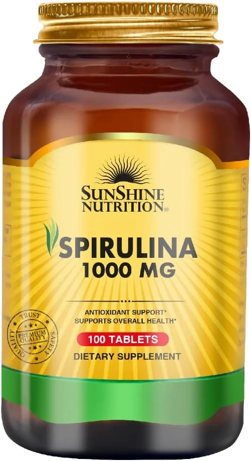 اسپیرولینا 1000 میلی گرم سان شاین نوتریشن | پشتیبانی از سلامت کلی | فراهم کننده پشتیبانی آنتی اکسیدانی | تقویت متابولیسم و بهبود سلامت روده | 100 قرص