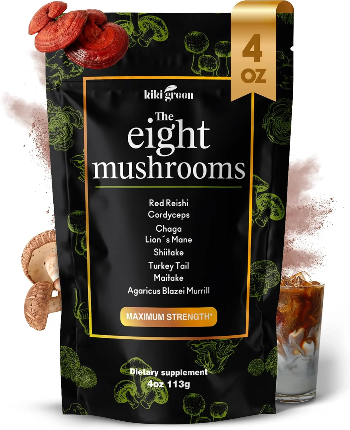 پودر عصاره قارچ سبز KIKI - ترکیب مکمل 8 قارچ برای قهوه و اسموتی | یال شیر، کوردیسپس، چاگا، ریشی، شیتاکه، دم بوقلمون، کمپلکس مایتاکه پودر عصاره قارچ سبز KIKI - ترکیب مکمل 8 قارچ برای قهوه و اسموتی | یال شیر، کوردیسپس، چاگا، ریشی، شیتاکه، دم بوقلمون، کمپلکس مایتاکه