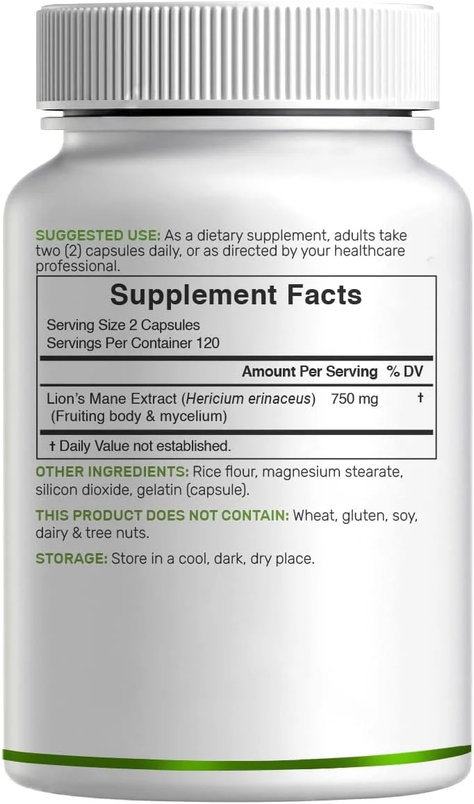 مکمل قارچ یال شیر، 7500 میلی گرم در هر وعده، 240 کپسول - عصاره 10:1 بدنه میوه فعال و میسلیوم - تقویت کننده طبیعی مغز و سیستم ایمنی - غیر GMO