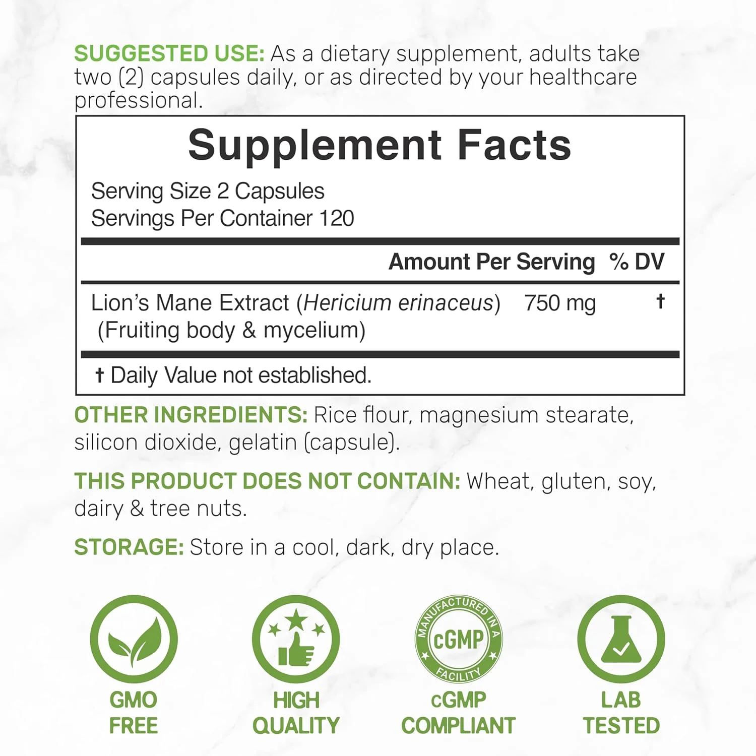 مکمل قارچ یال شیر، 7500 میلی گرم در هر وعده، 240 کپسول - عصاره 10:1 بدنه میوه فعال و میسلیوم - تقویت کننده طبیعی مغز و سیستم ایمنی - غیر GMO