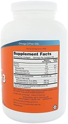 Now Foods، امگا 3، 180 EPA/120 DHA، 500 سافت ژل