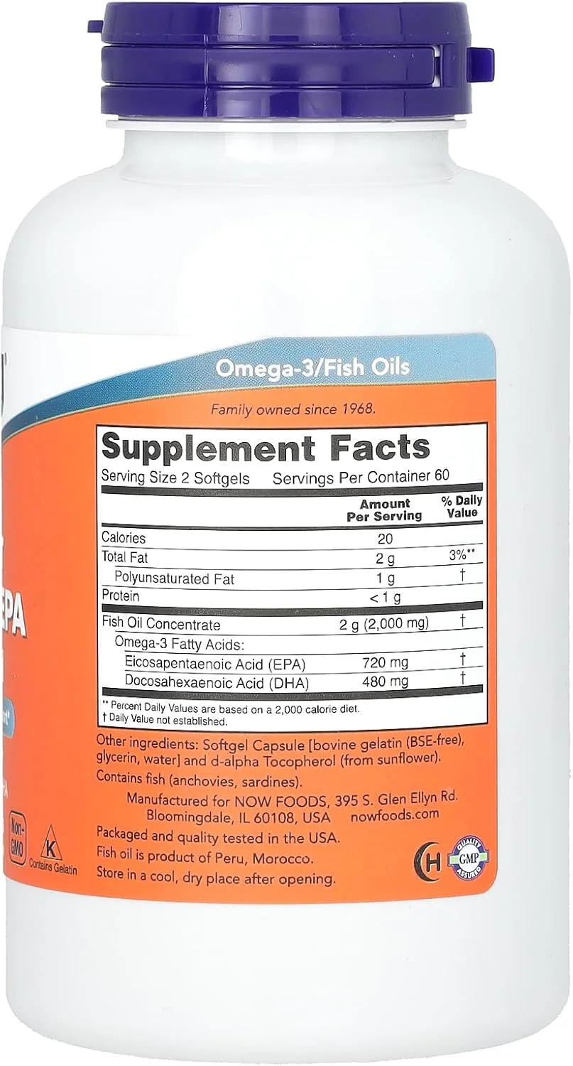 نَو فودز سوپر امگا EPA و DHA، تقطیر مولکولی، پشتیبانی از قلب و عروق، 120 سافت ژل