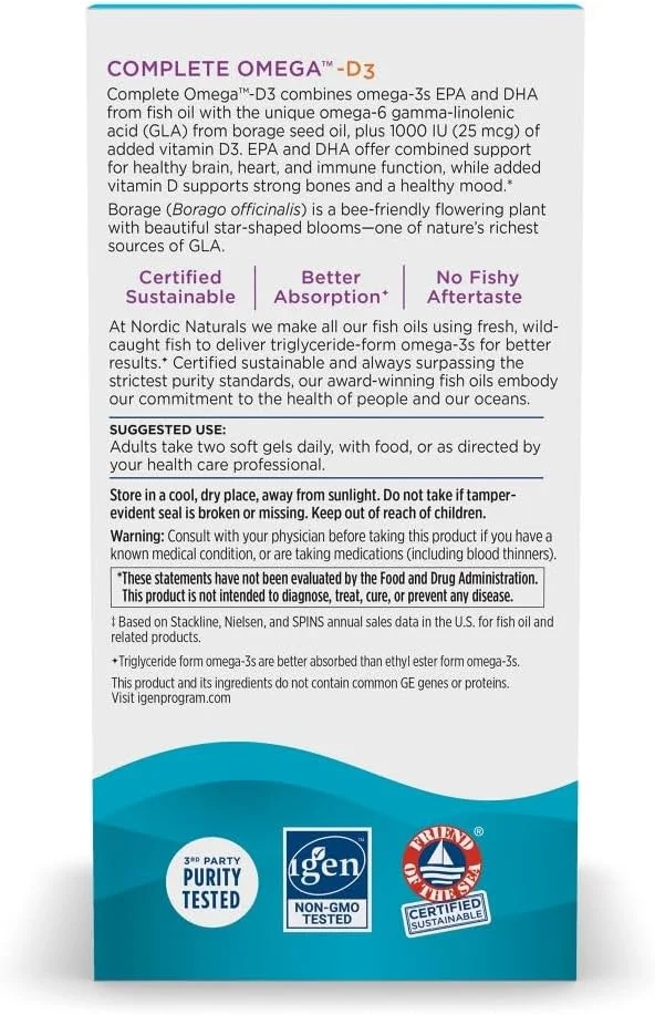 نوردیک نچرالز - امگا D3 کامل، پشتیبانی بیشتر از استخوان، خلق و خو و سیستم ایمنی، 120 سافت ژل نوردیک نچرالز - امگا D3 کامل، پشتیبانی بیشتر از استخوان، خلق و خو و سیستم ایمنی، 120 سافت ژل