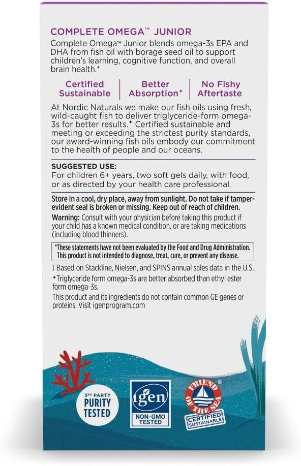 نوردیک نچرالز امگا جونیور کامل، تقویت کننده سلامت مغز، استخوان و سیستم ایمنی عصبی - 180 سافت ژل نوردیک نچرالز امگا جونیور کامل، تقویت کننده سلامت مغز، استخوان و سیستم ایمنی عصبی - 180 سافت ژل