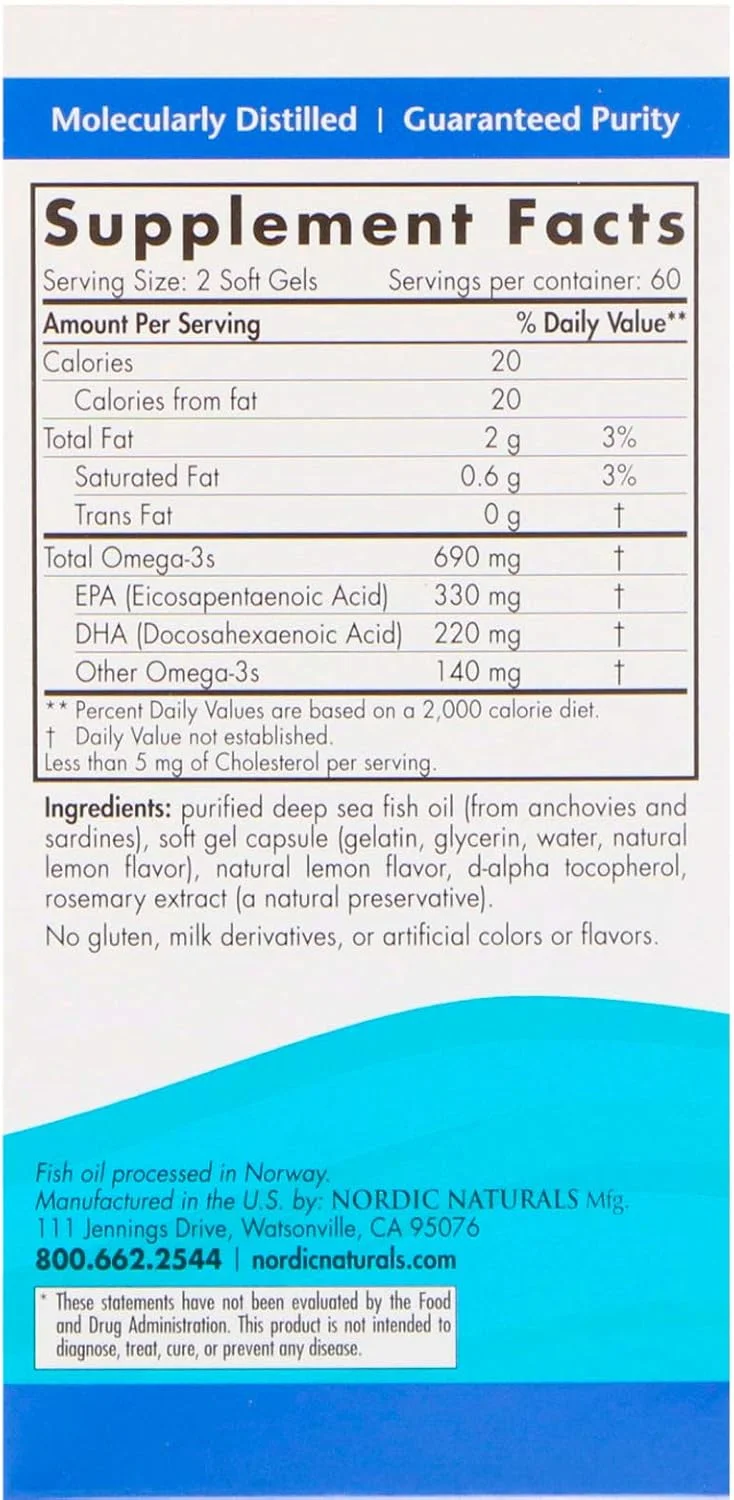 نوردیک نچرالز 690 میلی گرم امگا 3 با طعم لیمو 120 سافت ژل