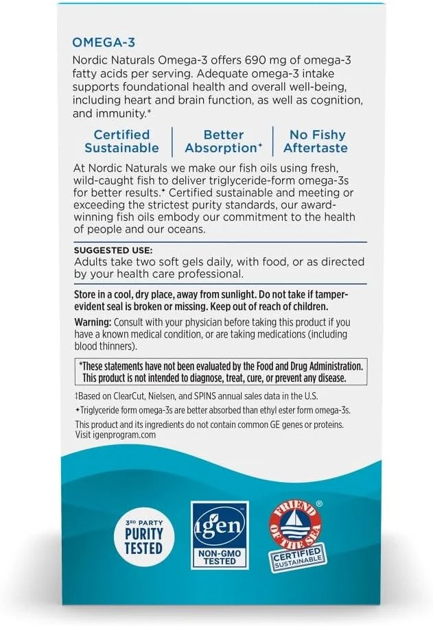 نوردیک نچرالز امگا 3، طعم لیمو - 90 سافت ژل - 690 میلی گرم امگا 3 - روغن ماهی - EPA و DHA - پشتیبانی از سیستم ایمنی، سلامت مغز و قلب، تندرستی مطلوب - غیر GMO - 45 سروینگ نوردیک نچرالز امگا 3، طعم لیمو - 90 سافت ژل - 690 میلی گرم امگا 3 - روغن ماهی - EPA و DHA - پشتیبانی از سیستم ایمنی، سلامت مغز و قلب، تندرستی مطلوب - غیر GMO - 45 سروینگ