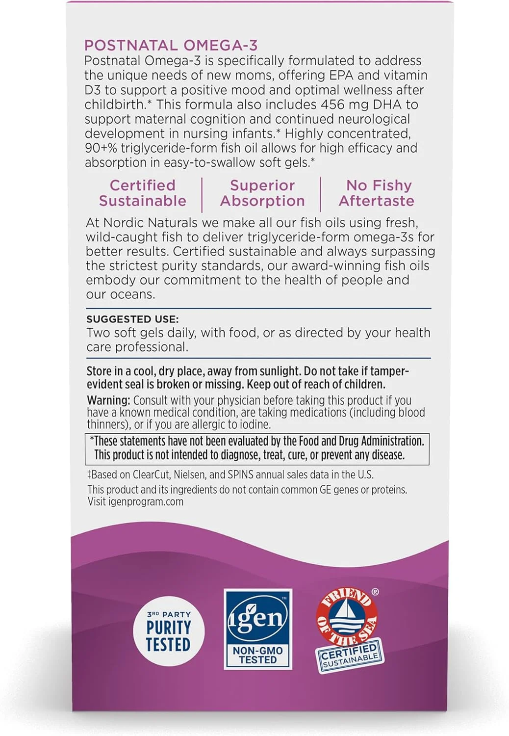 نوردیک نچرالز امگا 3 مخصوص مادران برای حمایت از سلامتی مطلوب پس از زایمان، طعم لیمو، 60 سافت ژل