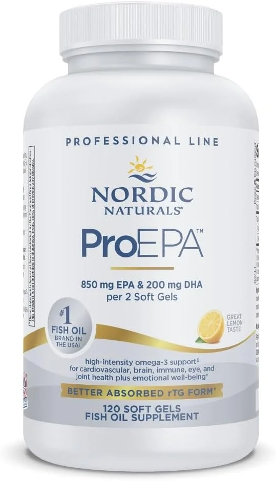 نوردیک نچرالز Proepa - روغن ماهی، 850 میلی گرم EPA، 200 میلی گرم DHA، پشتیبانی هدفمند برای سلامت قلب و عروق، خلق و خوی سالم و عملکرد مطلوب سلولی*، طعم لیمو، 120 سافت ژل