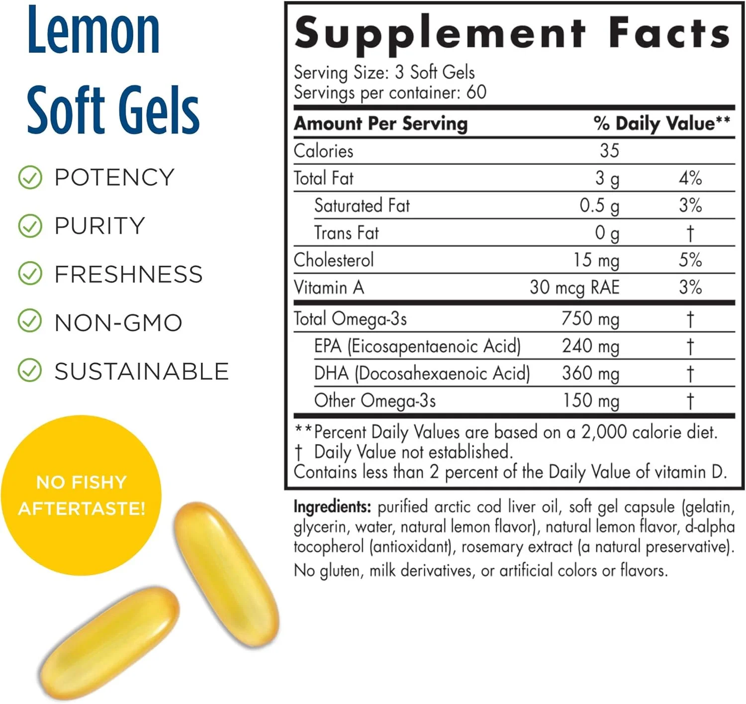 نوردیک نچرالز پرو - روغن کبد ماهی کاد قطب شمال، پشتیبانی از سلامت قلب و مغز - (طعم لیمو، 180 سافت ژل)