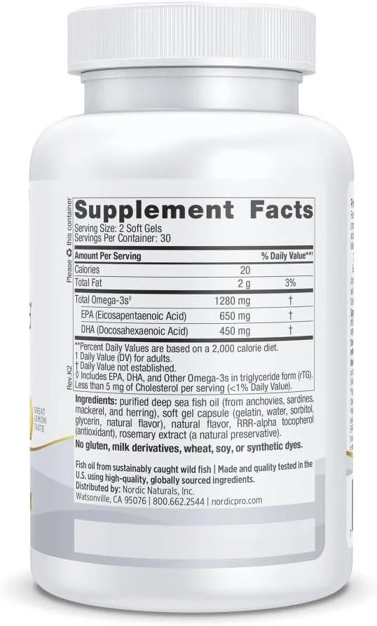 نوردیک نچرالز ProOmega - روغن ماهی، 650 میلی گرم EPA، 450 میلی گرم DHA، پشتیبانی با شدت بالا برای.