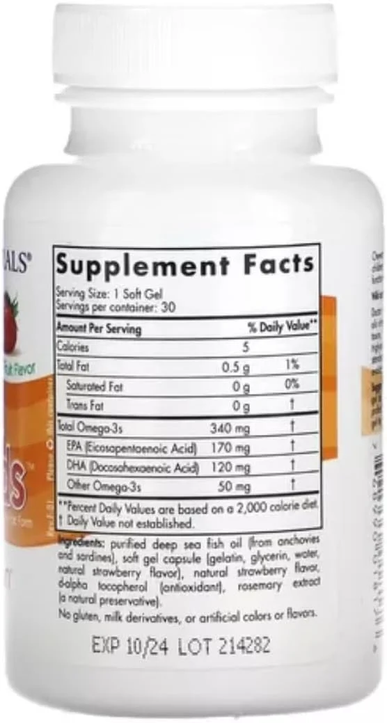 نوردیک نچرالز امگا روزانه کودکان با طعم توت فرنگی حاوی EPA و DHA - عملکرد مغز و بینایی (30 سروینگ، 340 میلی گرم سافت ژل)