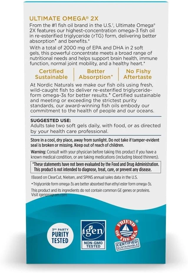 نوردیک نچرالز آلتیمیت امگا 2X، طعم لیمو - 180 سافت ژل - 2150 میلی گرم امگا 3 - روغن ماهی امگا 3 با قدرت بالا با EPA و DHA - تقویت سلامت مغز و قلب - غیر GMO - 90 سروینگ