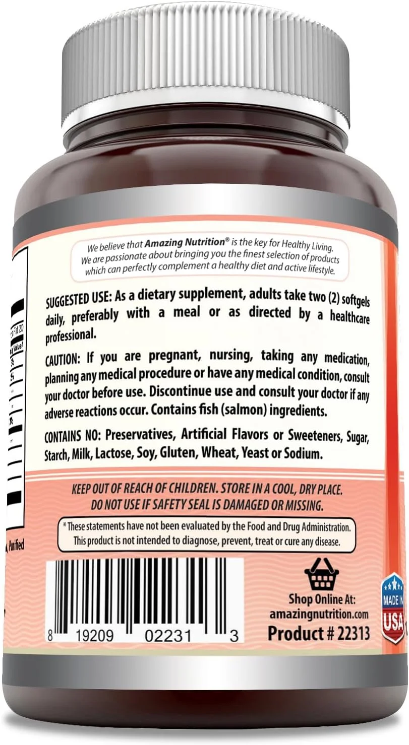 مکمل روغن ماهی سالمون آلاسکا، 2000 میلی گرم در هر وعده (360 عدد)