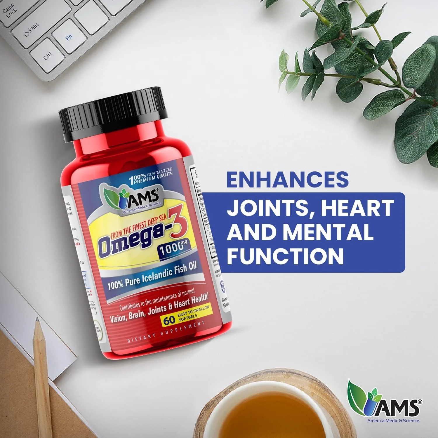 آمریکا مدیک اند ساینس آ ام اس امگا 3 1000 میلی گرم 60 سافت ژل