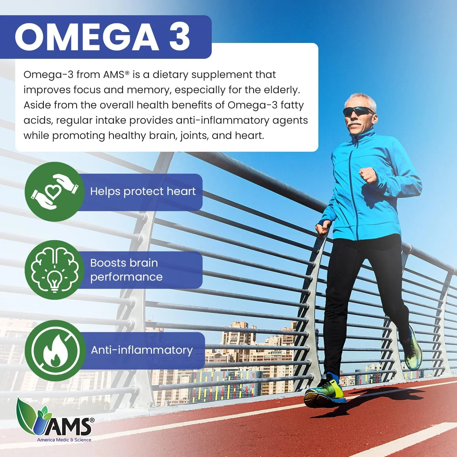 آمریکا مدیک اند ساینس آ ام اس امگا 3 1000 میلی گرم 60 سافت ژل