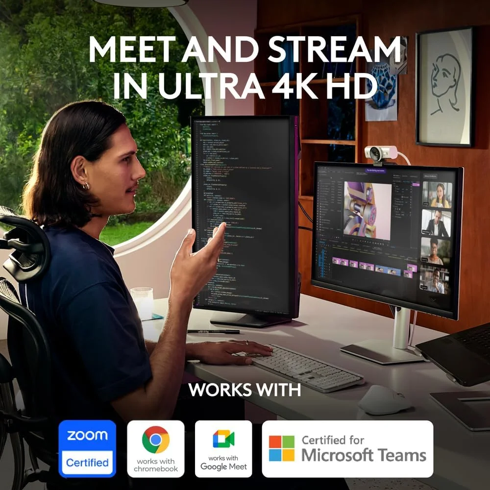 وبکم لاجیتک MX Brio Ultra HD 4K مناسب همکاری و استریم، 1080p با سرعت 60 فریم بر ثانیه، دارای دو میکروفون کاهنده نویز، حالت نمایش، USB-C، پوشش وبکم، سازگار با Microsoft Teams، Zoom، Google Meet - خاکستری روشن وبکم لاجیتک MX Brio Ultra HD 4K مناسب همکاری و استریم، 1080p با سرعت 60 فریم بر ثانیه، دارای دو میکروفون کاهنده نویز، حالت نمایش، USB-C، پوشش وبکم، سازگار با Microsoft Teams، Zoom، Google Meet - خاکستری روشن