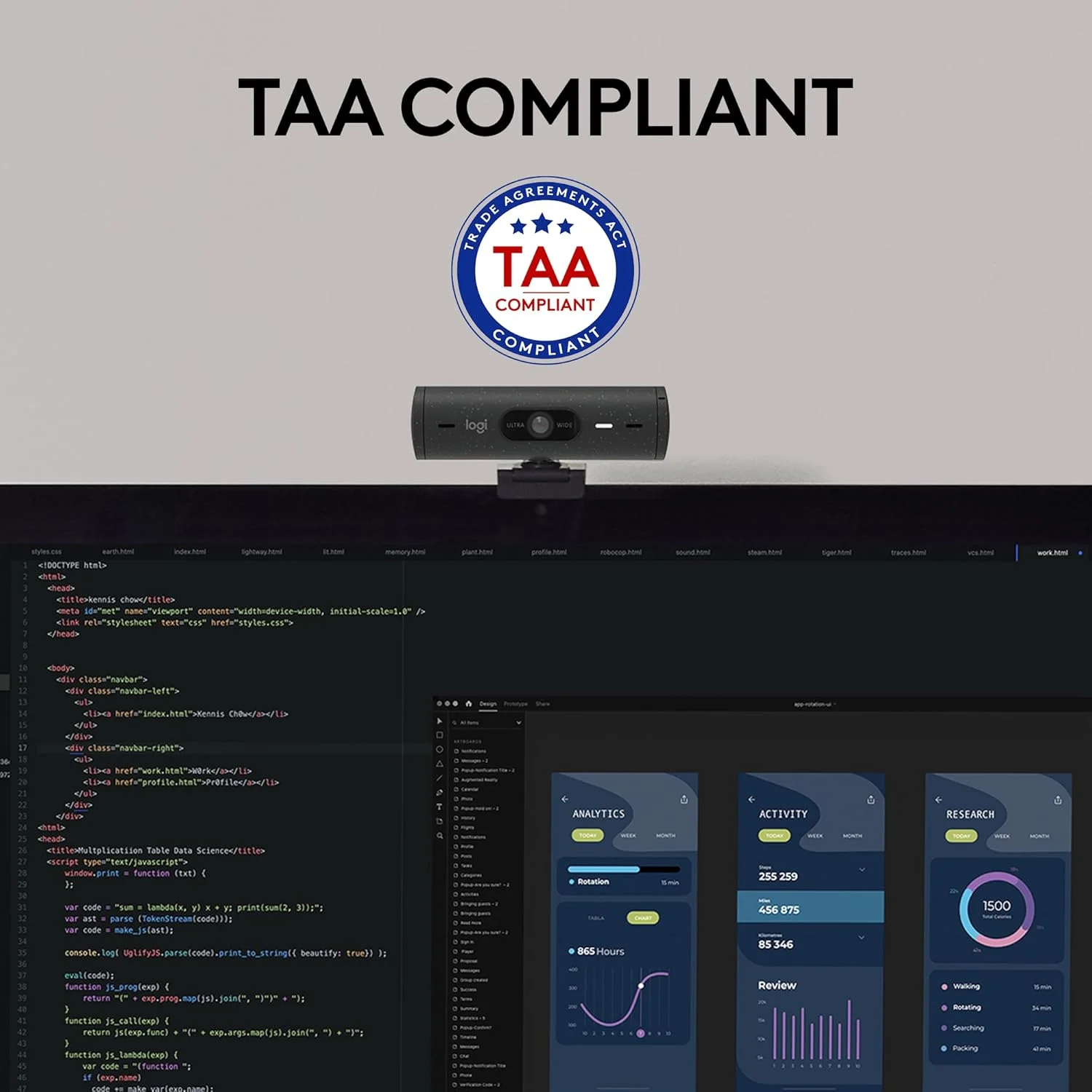 وب کم لاجیتک Brio 505 Full HD با تصحیح نور خودکار، کادربندی خودکار، حالت نمایش، میکروفون های دوگانه کاهش نویز، شاتر حریم خصوصی - سازگار با Microsoft Teams، Google Meet، Zoom، TAA