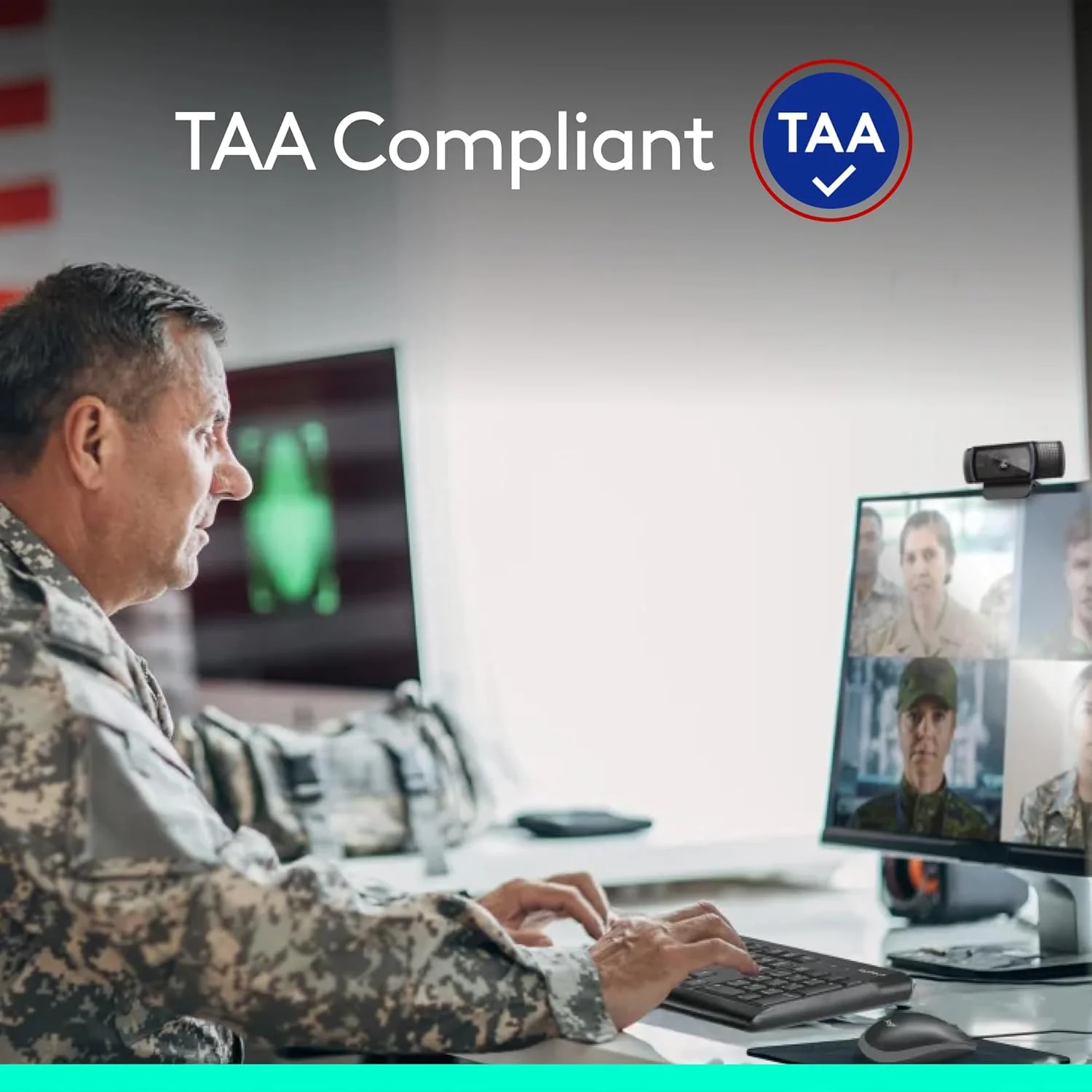 وب کم لاجیتک C920e HD 1080p با میکروفون غیرفعال، تایید شده برای Zoom و Microsoft Teams، سازگار با TAA