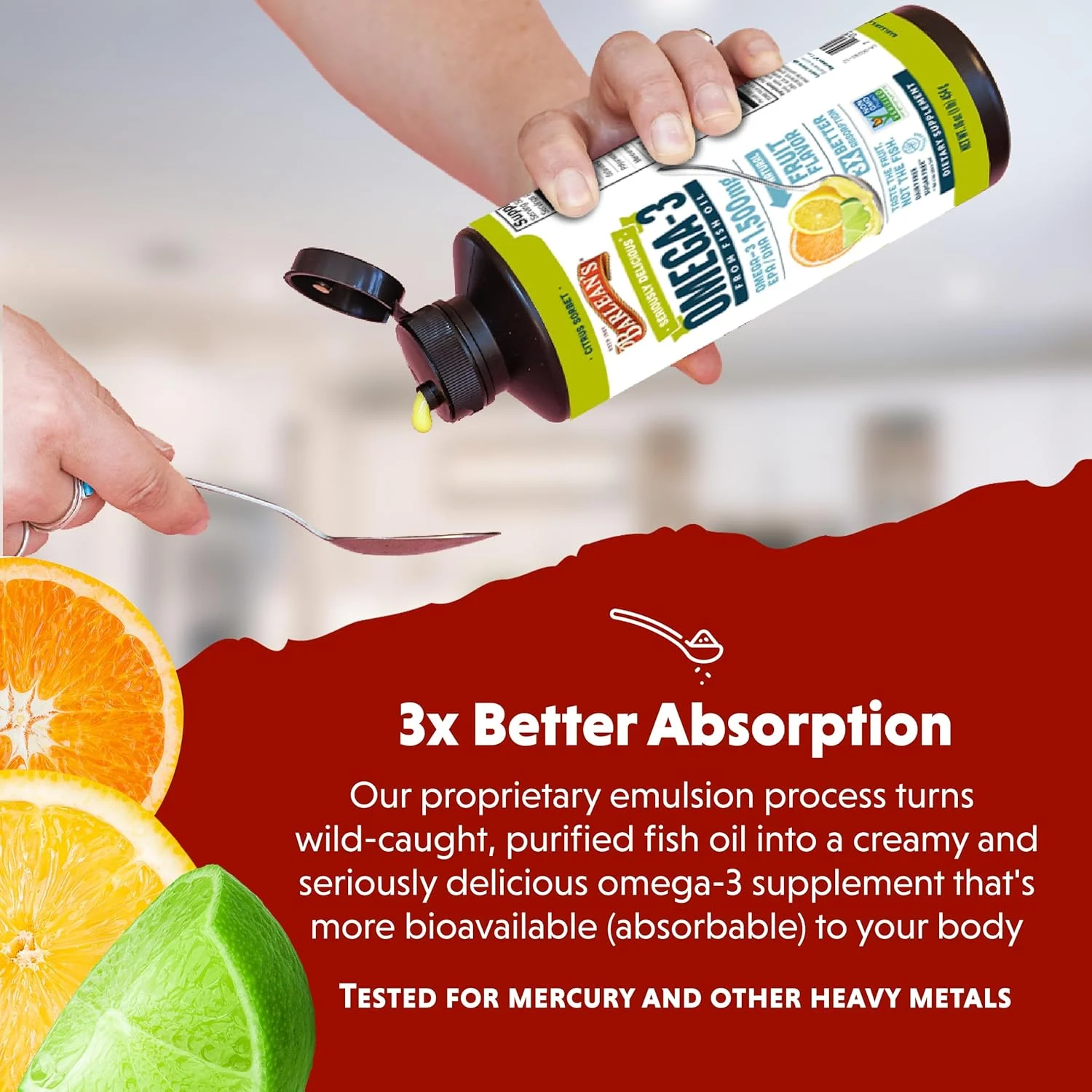 روغن ماهی امگا 3 با قدرت بالا و طعم شربت مرکبات بارلین، 473 میلی لیتر روغن ماهی امگا 3 با قدرت بالا و طعم شربت مرکبات بارلین، 473 میلی لیتر