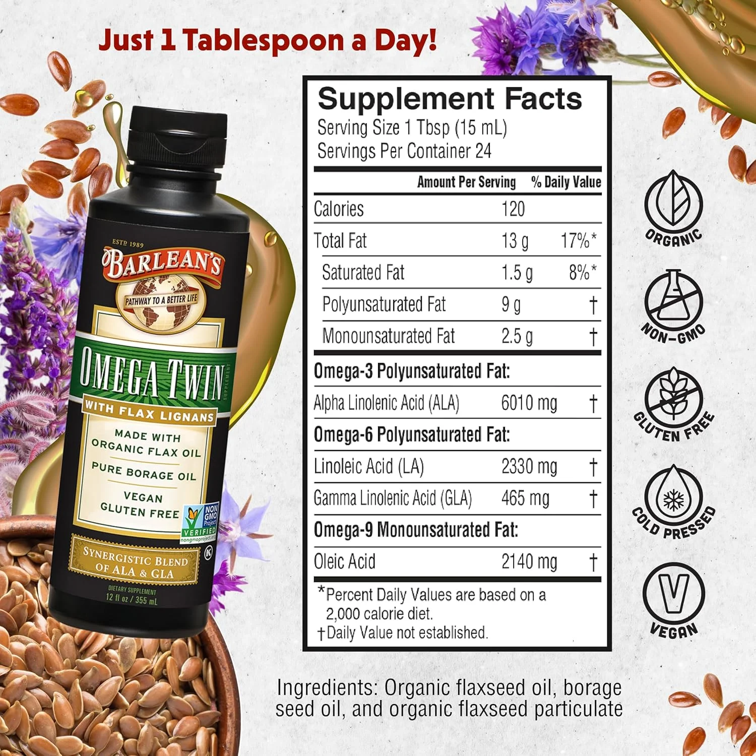 روغن امگا تویین باریلینز حاوی لیگنان، 340 گرم روغن امگا تویین باریلینز حاوی لیگنان، 340 گرم