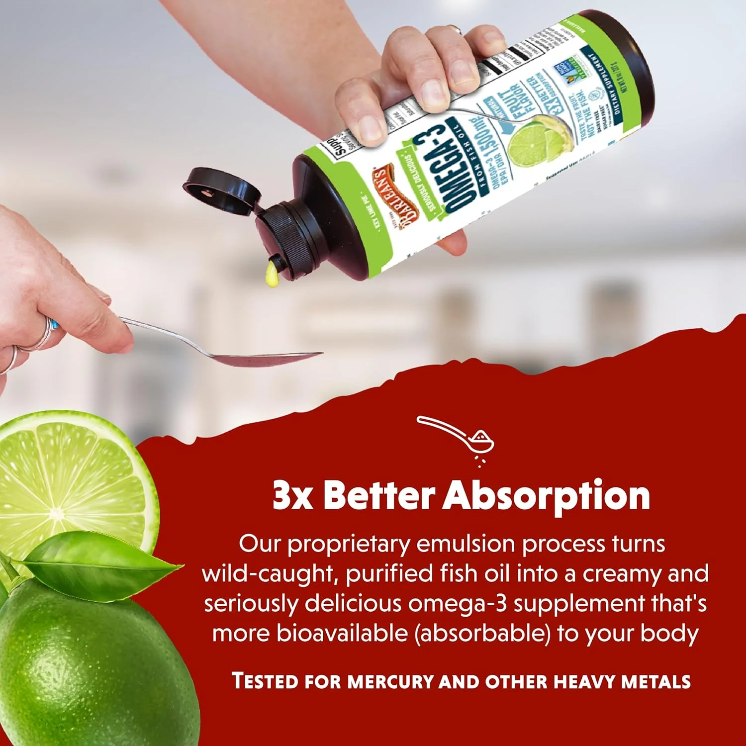 روغن ماهی امگا 3 با قدرت بالا و طعم لذیذ کیک لیمویی بارلینز، 473 میلی لیتر روغن ماهی امگا 3 با قدرت بالا و طعم لذیذ کیک لیمویی بارلینز، 473 میلی لیتر