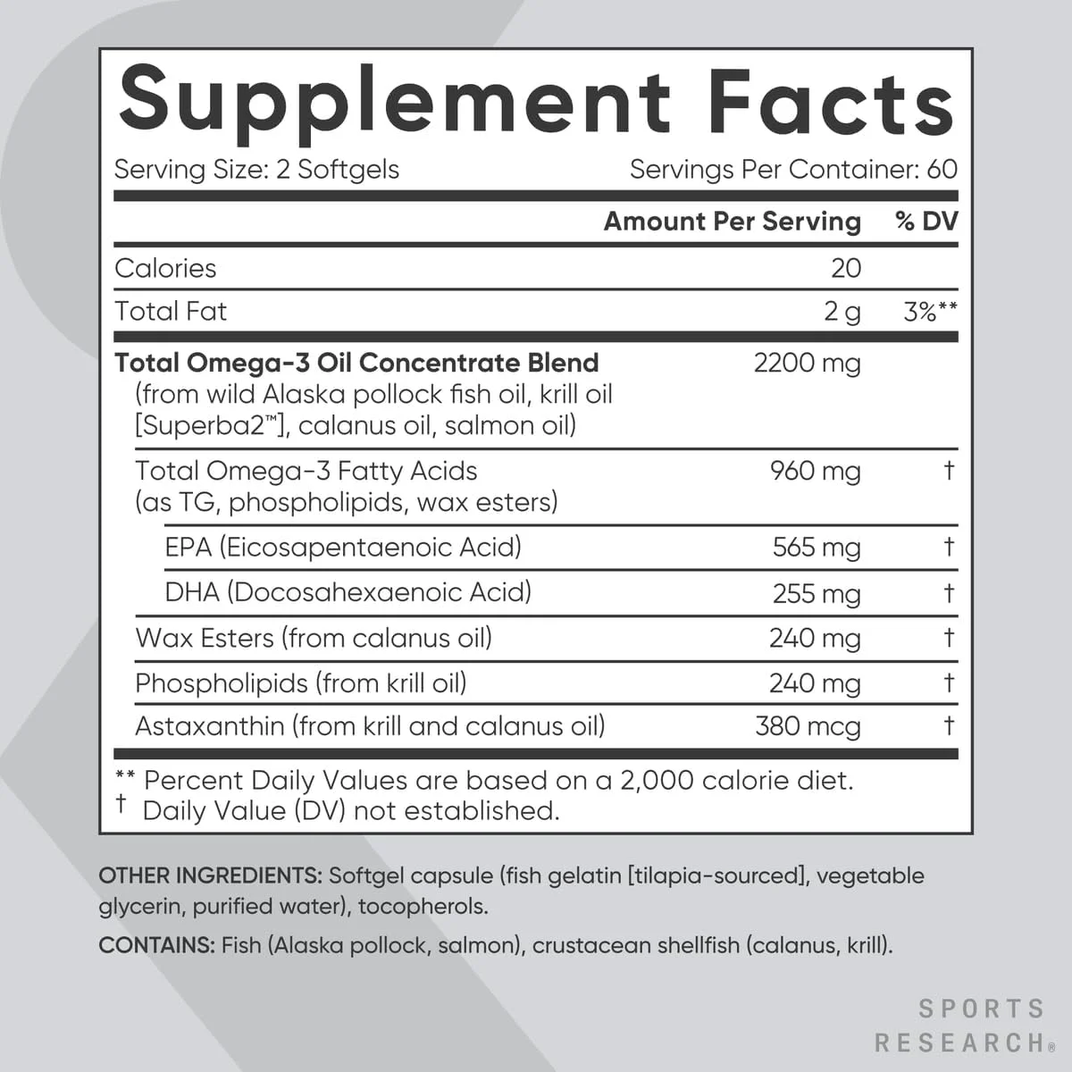 روغن ماهی امگا 3 کامل از ماهی سالمون سوکی وحشی، پولاک آلاسکا، روغن کریل قطب جنوب، آستاگزانتین + فسفولیپیدها و استرهای موم برای جذب بهتر | 960 میلی گرم EPA و DHA غیر GMO (120 سافت ژل) روغن ماهی امگا 3 کامل از ماهی سالمون سوکی وحشی، پولاک آلاسکا، روغن کریل قطب جنوب، آستاگزانتین + فسفولیپیدها و استرهای موم برای جذب بهتر | 960 میلی گرم EPA و DHA غیر GMO (120 سافت ژل)