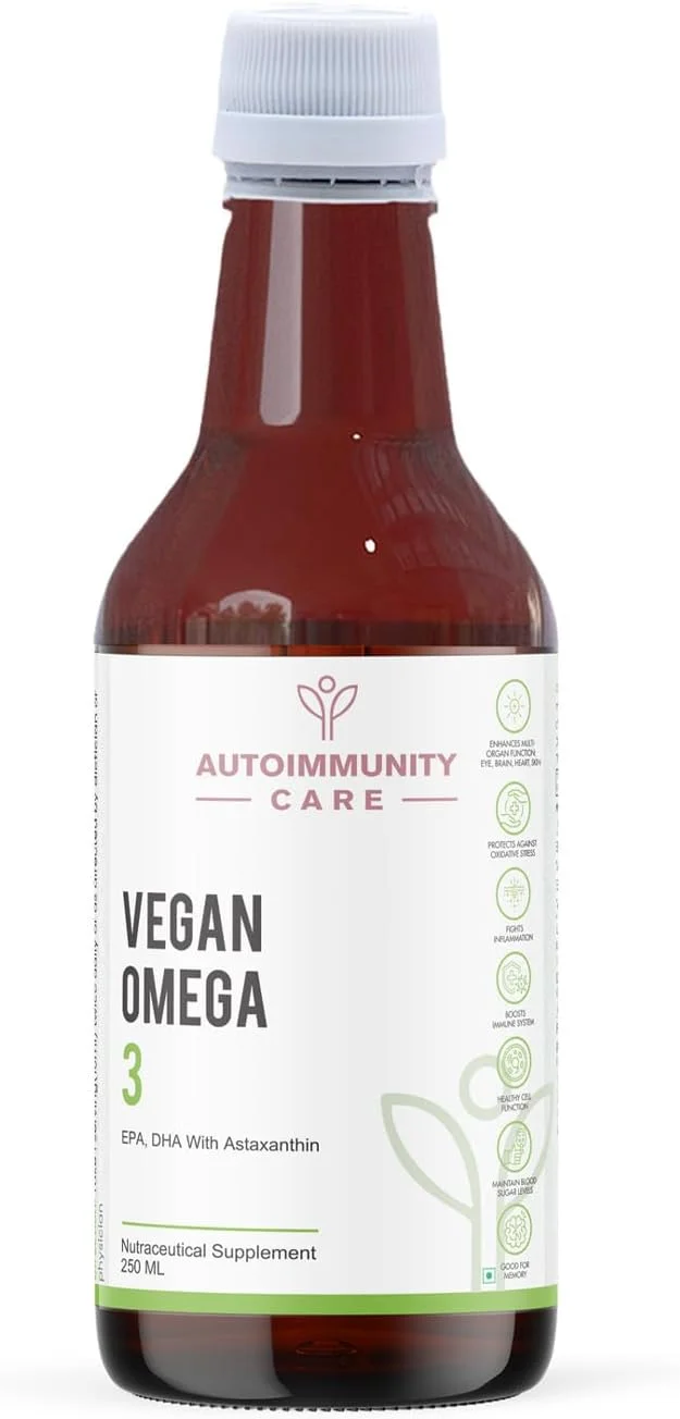 روغن امگا 3 گیاهی | EPA، DHA با آستاگزانتین | مکمل سلامتی برای قلب، مغز، چشم، پوست، عضلات، استخوان و مفاصل | بهتر از روغن ماهی | 100% گیاهی | 250 میلی لیتر روغن