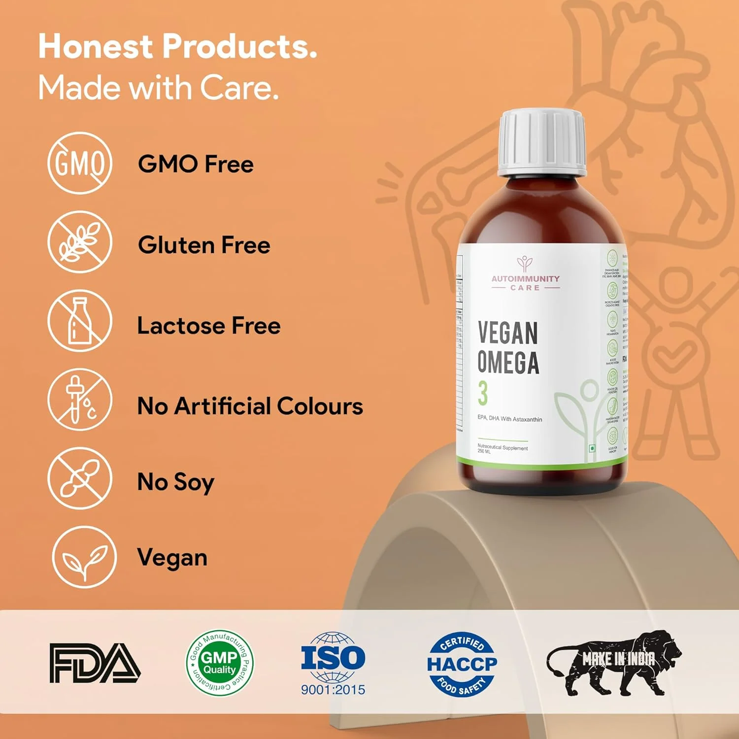 روغن امگا 3 گیاهی | EPA، DHA با آستاگزانتین | مکمل سلامتی برای قلب، مغز، چشم، پوست، عضلات، استخوان و مفاصل | بهتر از روغن ماهی | 100% گیاهی | 250 میلی لیتر روغن