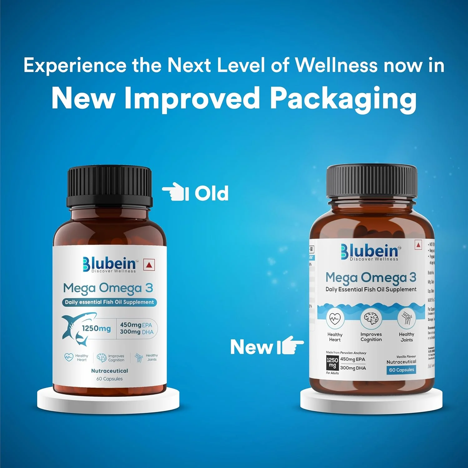 کپسول های روغن ماهی امگا 3 مگا برای آقایان و بانوان، با قدرت سه برابر و 1250 میلی گرم (450 میلی گرم EPA و 300 میلی گرم DHA) برای ریکاوری عضلات، قلب سالم، مفاصل و مغز - 60 کپسول کپسول های روغن ماهی امگا 3 مگا برای آقایان و بانوان، با قدرت سه برابر و 1250 میلی گرم (450 میلی گرم EPA و 300 میلی گرم DHA) برای ریکاوری عضلات، قلب سالم، مفاصل و مغز - 60 کپسول