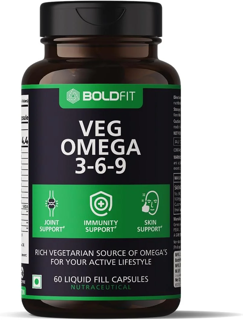 مکمل گیاهی امگا 3 6 9 بولدفیت برای حمایت از قلب، پوست، مفاصل و عضلات. کپسول های غنی از امگا 369 برای مردان و زنان. امگا 3-6-9 از روغن تخم کتان، روغن گل گاوزبان، روغن زیتون - 60 کپسول گیاهی