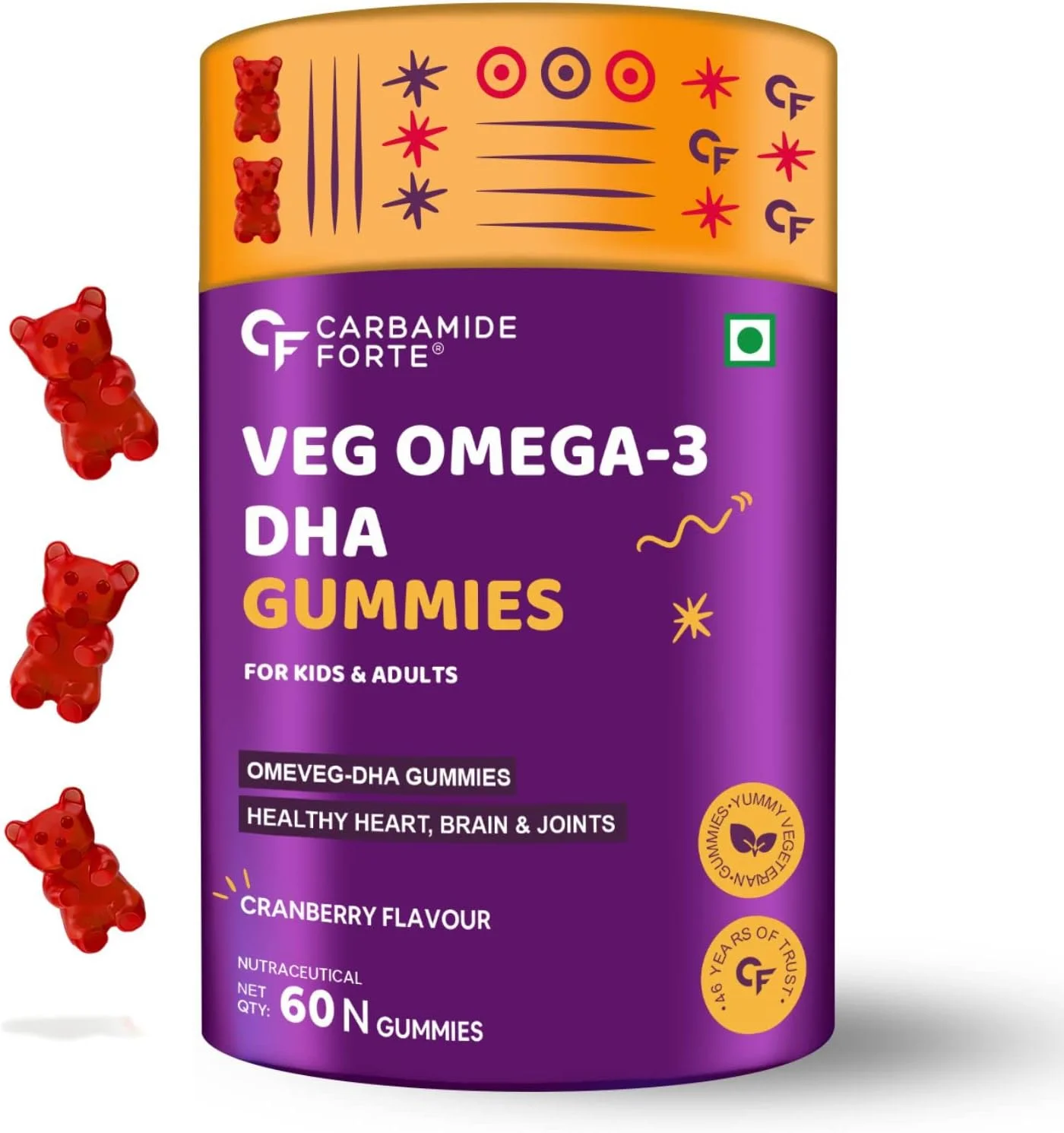 کاربامید فورته امگا 3 گیاهی 250 میلی گرم - پاستیل برای آقایان، بانوان و کودکان با DHA گیاهی | بدون استفاده از روغن ماهی - 60 عدد پاستیل گیاهی کاربامید فورته امگا 3 گیاهی 250 میلی گرم - پاستیل برای آقایان، بانوان و کودکان با DHA گیاهی | بدون استفاده از روغن ماهی - 60 عدد پاستیل گیاهی