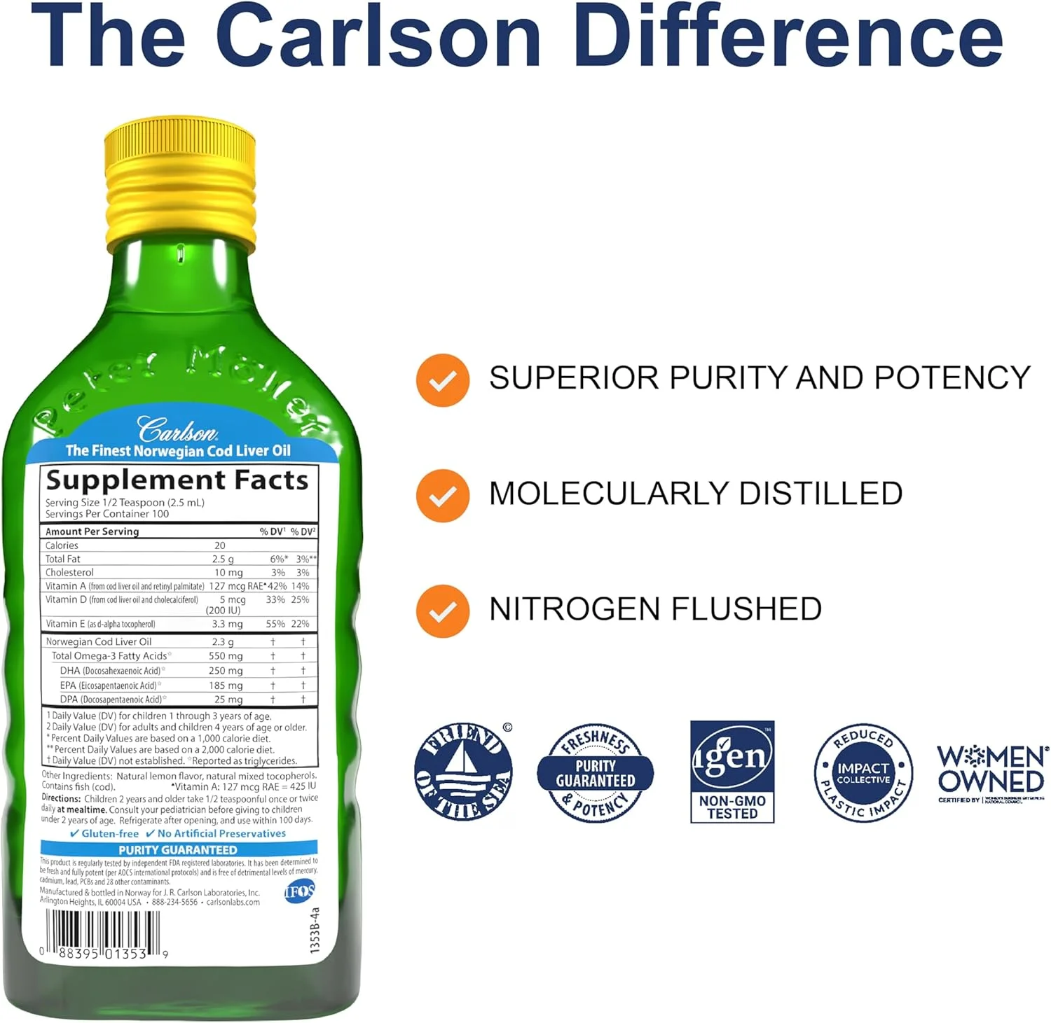 روغن کبد ماهی کاد کودکان کارلسون با طعم لیمو 250 میلی لیتر: 01353