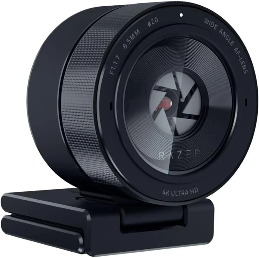 وب کم 4K ریزر Kiyo Pro Ultra، سنسور بزرگ، تصحیح نور خودکار، میکروفون و شاتر داخلی، تولید محتوای حرفه ای، استریمینگ، گیمینگ، تماس های ویدیویی، Xsplit، PC، Zoom، Teams - مشکی