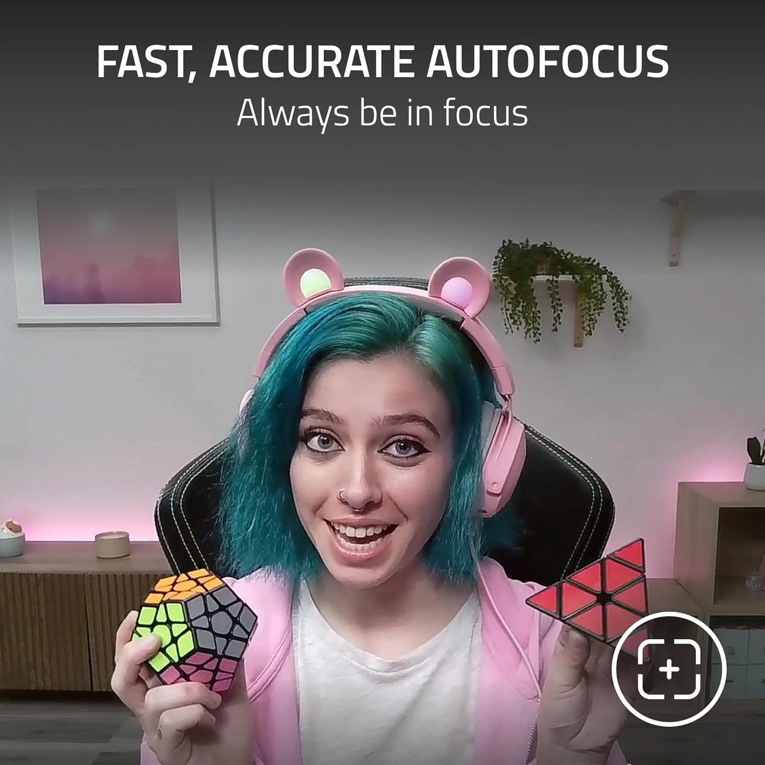 وب کم استریمینگ ریزر Kiyo X Full HD: 1080p 30FPS یا 720p 60FPS مجهز به فوکوس خودکار، تنظیمات کاملا قابل تنظیم، گزینه های نصب انعطاف پذیر، جمع و جور و قابل حمل، Plug & Play، مشکی