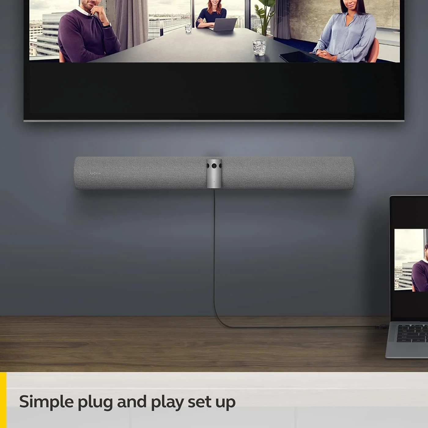 ویدئو بار پانورامیک 4K جبرا PanaCast 50 - دوربین کنفرانس برای اتاق های کوچک و متوسط با میدان دید 180 درجه و 8 میکروفون - منبع تغذیه بریتانیا - خاکستری