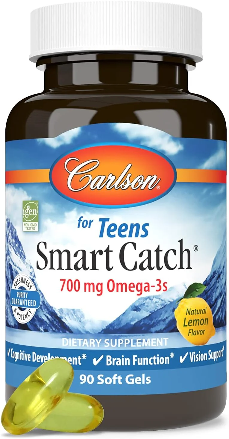 کارلسون Smart Catch 700mg امگا 3 - 90 سافت ژل برای نوجوانان، تقویت کننده رشد شناختی، پشتیبانی از عملکرد مغز، طعم طبیعی لیمو کارلسون Smart Catch 700mg امگا 3 - 90 سافت ژل برای نوجوانان، تقویت کننده رشد شناختی، پشتیبانی از عملکرد مغز، طعم طبیعی لیمو