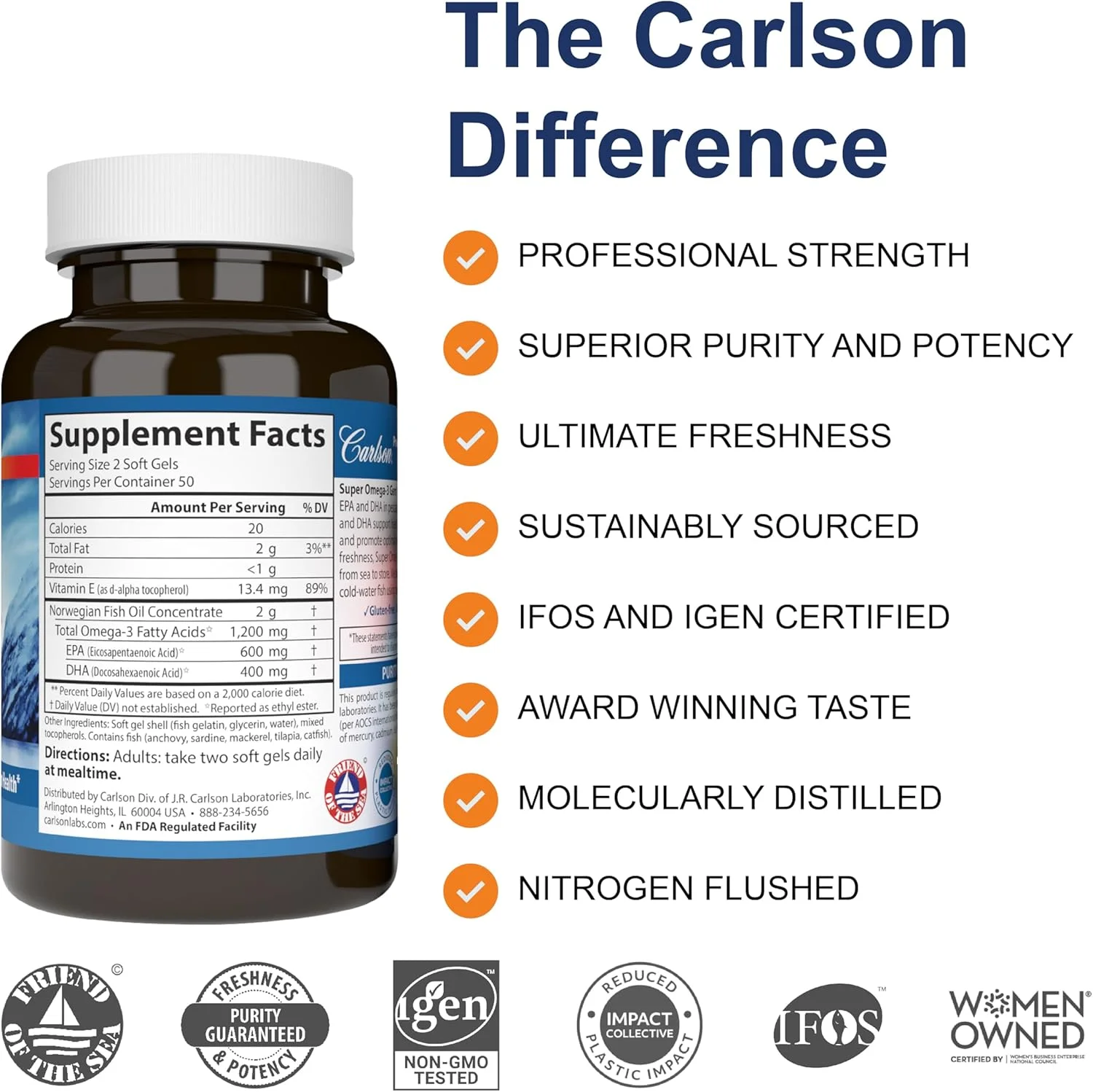 کارلسون سوپر امگا 3 جمز، گیاهی، نروژی، 1200 میلی گرم امگا 3، 130 سافت ژل