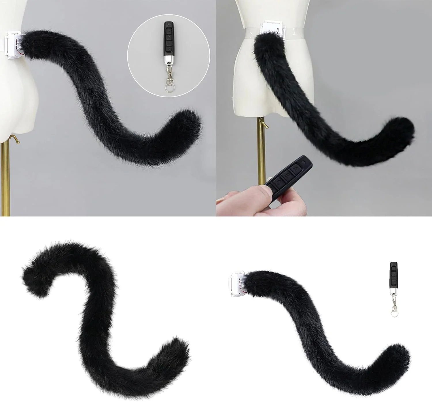 دم نرم و بلند گربه با کنترل از راه دور، تکان دهنده، لباس فانتزی روباه، تزئینات حیوانی برای مهمانی، گربه های برقی مخمل خواب دار دوست داشتنی برای مهمانی کارناوال هالووین