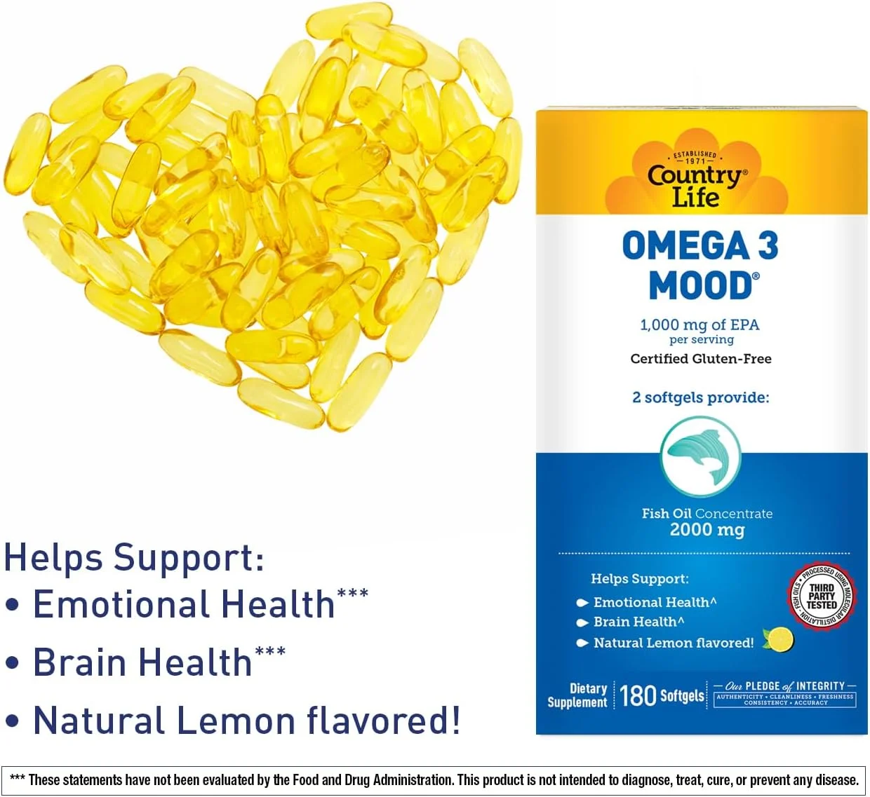 کانتری لایف امگا 3 برای بهبود خلق و خو، حاوی EPA و روغن ماهی غلیظ شده، 180 سافت ژل کانتری لایف امگا 3 برای بهبود خلق و خو، حاوی EPA و روغن ماهی غلیظ شده، 180 سافت ژل