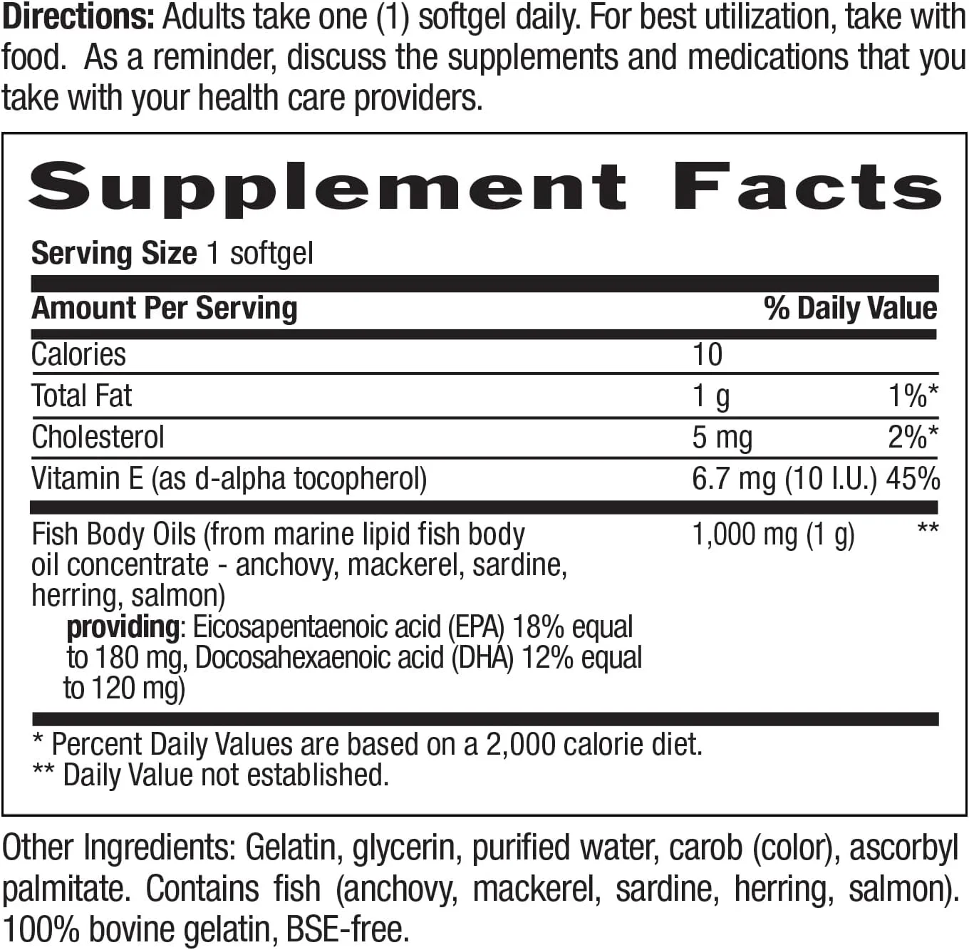 امگا 3 کانتری لایف 1000 میلی گرم، روغن ماهی EPA DHA، یک سافت ژل در روز، 50 سافت ژل، دارای گواهی فاقد گلوتن