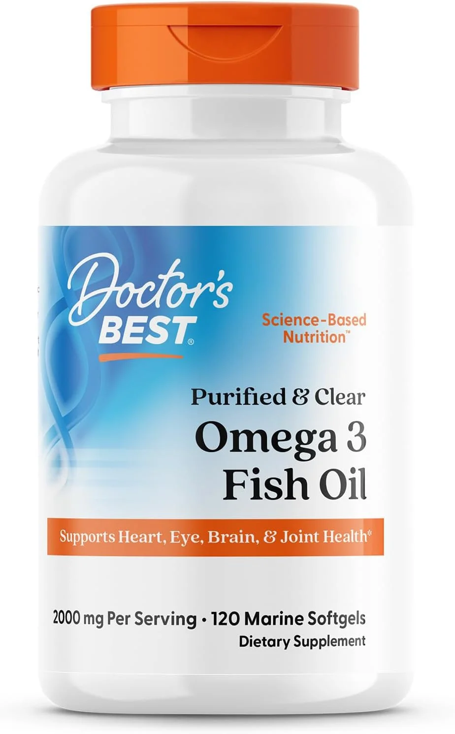 روغن ماهی امگا 3 خالص و شفاف دکتر بست، بدون بازگشت، پشتیبانی از سلامت قلب، چشم، مغز و مفاصل، 120 عدد (بسته 1 عددی)