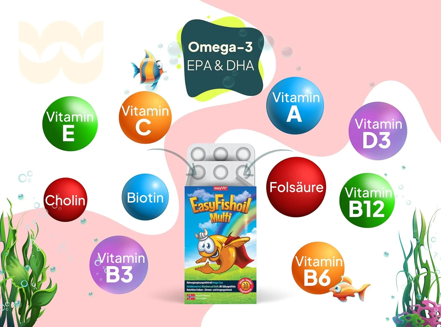 ژله امگا 3 مولتی ویتامین ایزیفیشاویل - 30 روز با 11 ویتامین، ژله نرم، دوز بالا، کپسول روغن ماهی خالص برای کودکان، طعم طبیعی لیمو و پرتقال ژله امگا 3 مولتی ویتامین ایزیفیشاویل - 30 روز با 11 ویتامین، ژله نرم، دوز بالا، کپسول روغن ماهی خالص برای کودکان، طعم طبیعی لیمو و پرتقال