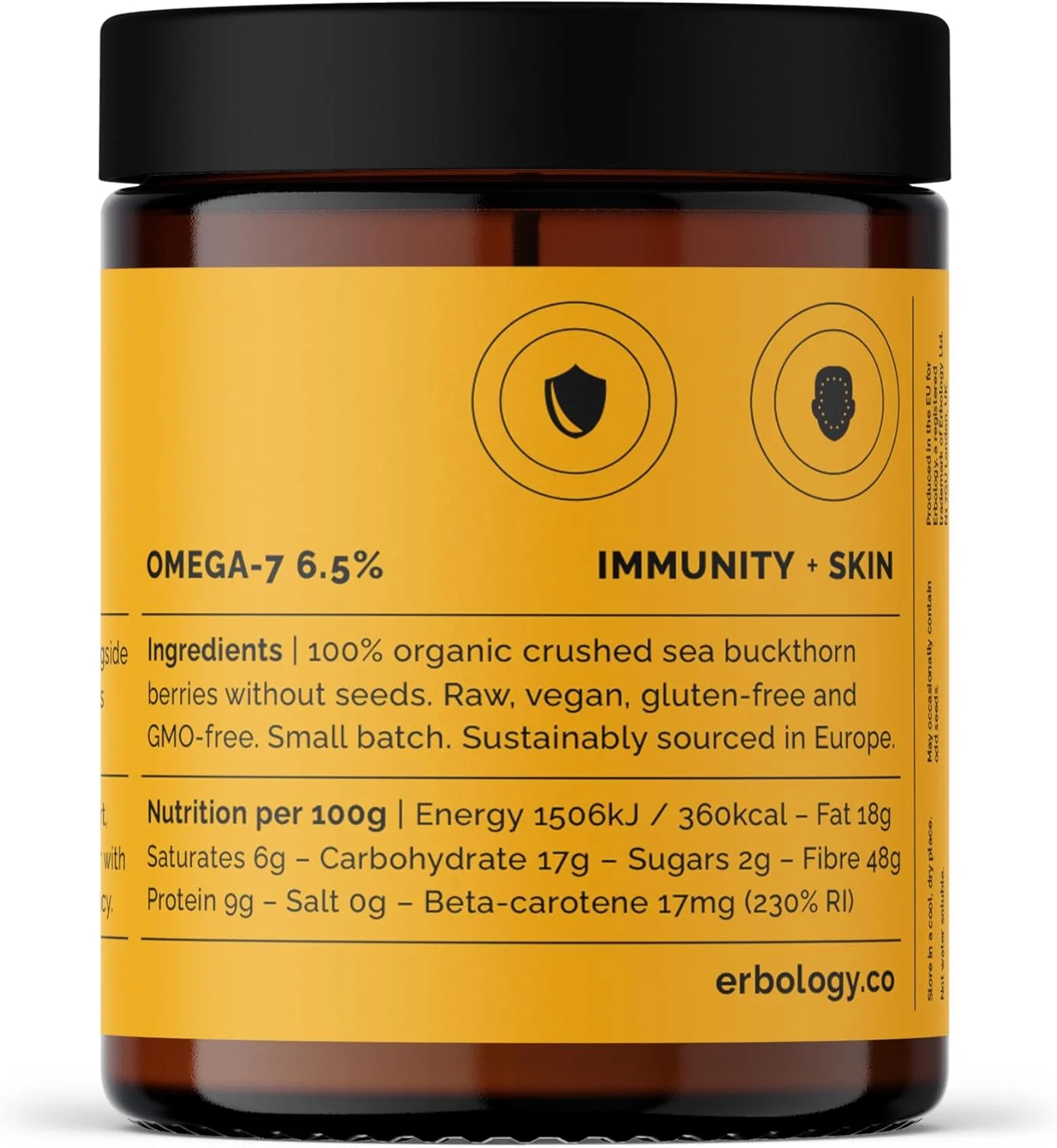 پودر سنجد دریایی ارگانیک Erbology، ۳۵ گرم - غنی از امگا ۷، ویتامین آ و ویتامین ای