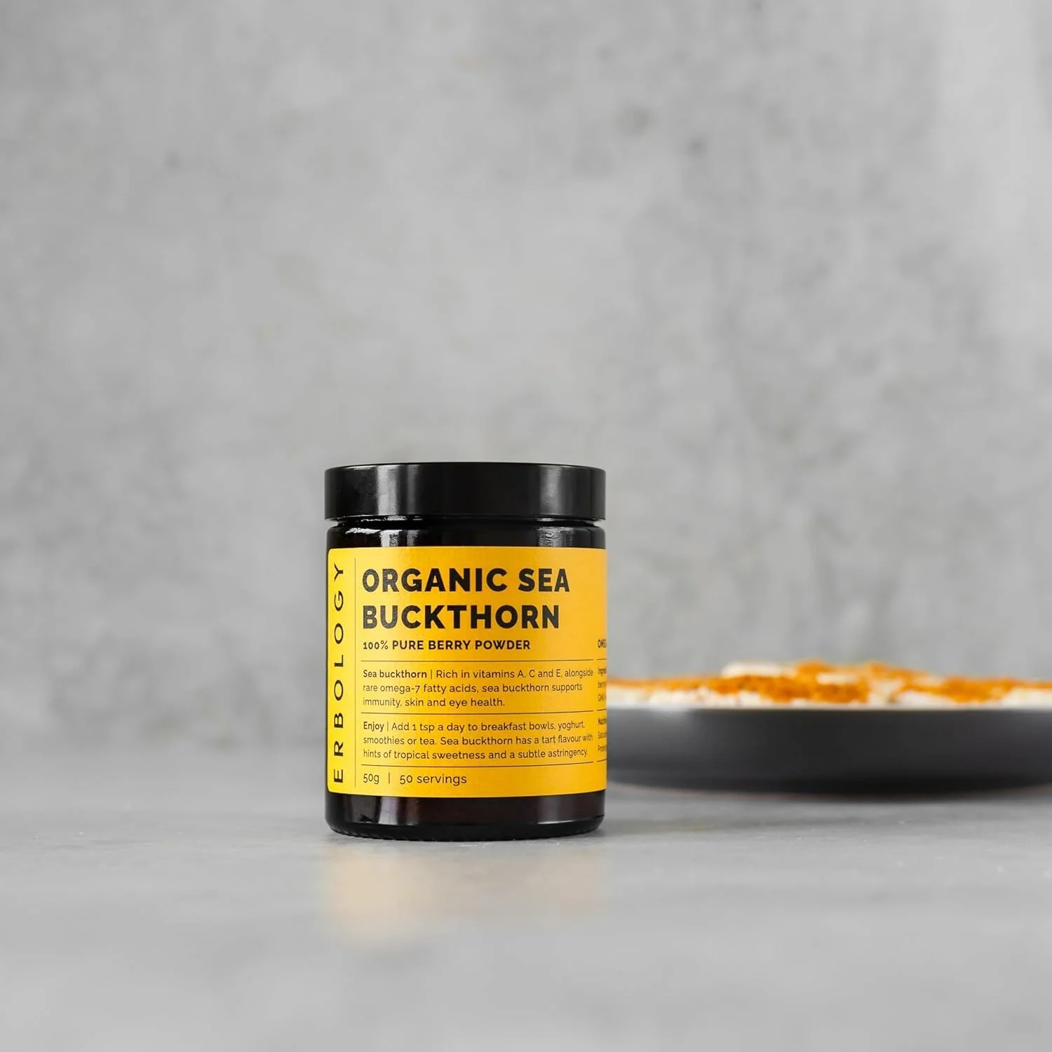 پودر سنجد دریایی ارگانیک Erbology، ۳۵ گرم - غنی از امگا ۷، ویتامین آ و ویتامین ای