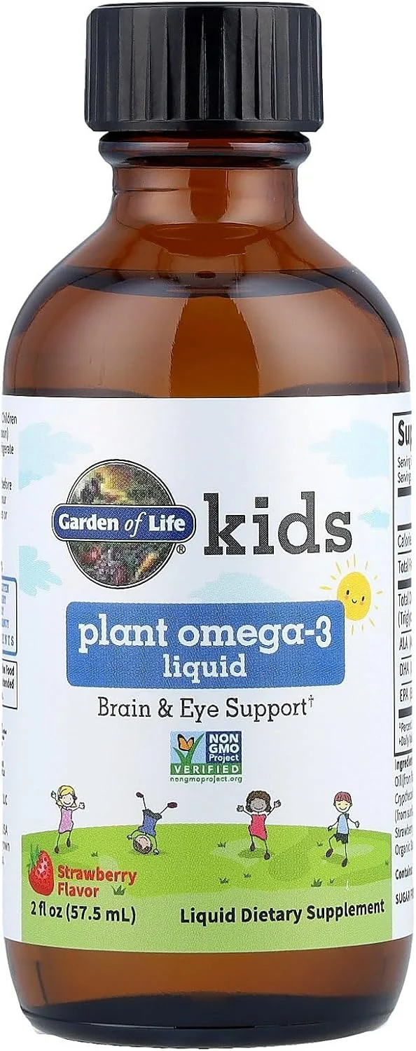 مکمل امگا 3 گیاهی Garden of Life ALA، DHA و EPA برای کودکان - مایع، توت فرنگی - حمایت از مغز و چشم وگان برای کودکان، بدون شکر و غیر GMO - 2 اونس مایع مکمل امگا 3 گیاهی Garden of Life ALA، DHA و EPA برای کودکان - مایع، توت فرنگی - حمایت از مغز و چشم وگان برای کودکان، بدون شکر و غیر GMO - 2 اونس مایع
