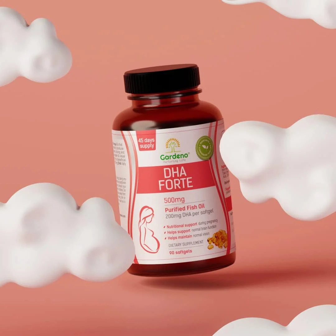 Gardeno Nurturing Life DHA Forte - بهترین DHA امگا 3 دوران بارداری - پشتیبانی از رشد مغز نوزادان در دوران بارداری و شیردهی، 90 سافت ژل، 500 میلی گرم Gardeno Nurturing Life DHA Forte - بهترین DHA امگا 3 دوران بارداری - پشتیبانی از رشد مغز نوزادان در دوران بارداری و شیردهی، 90 سافت ژل، 500 میلی گرم
