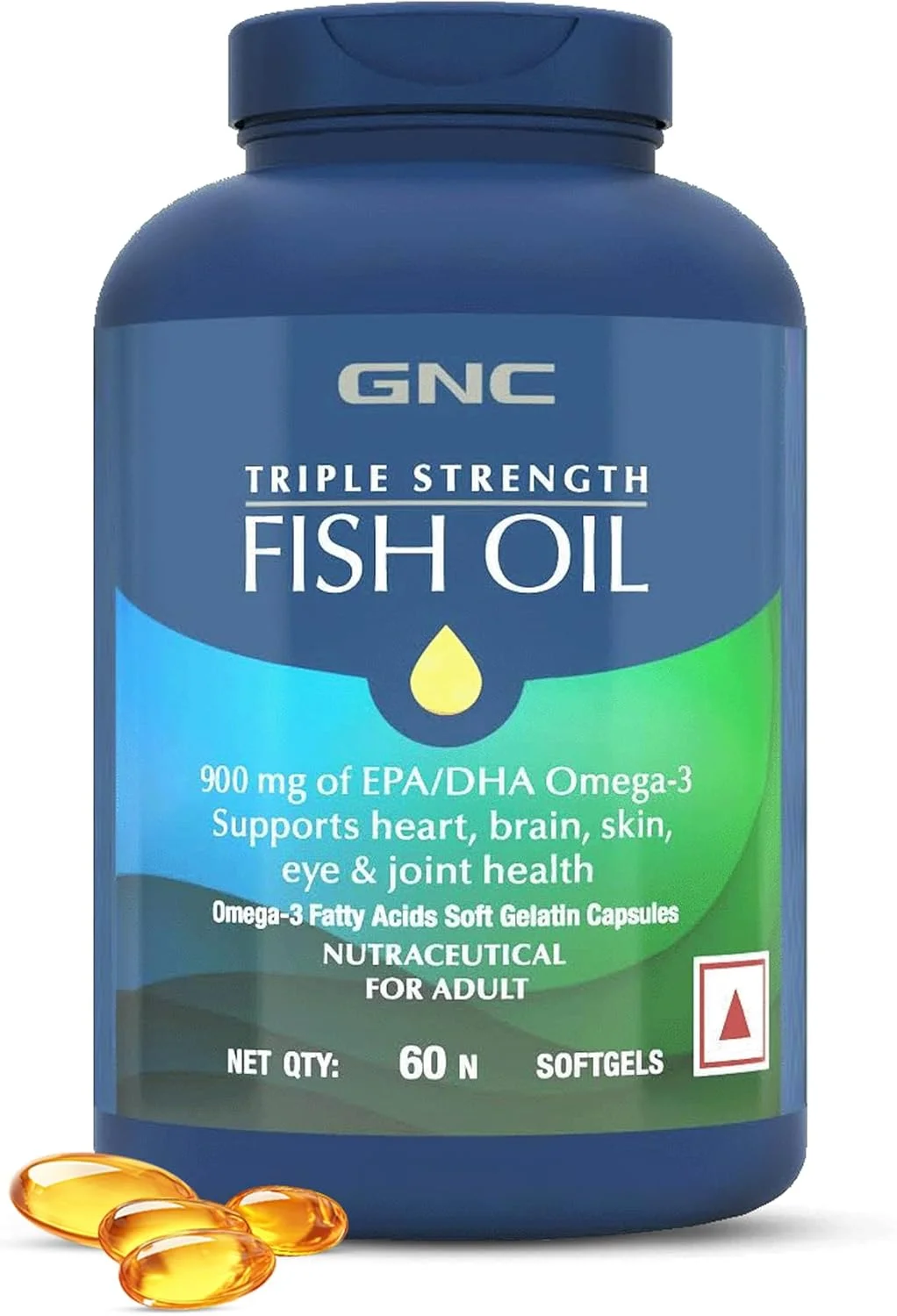 مکمل روغن ماهی سه گانه GNC با قدرت 1500 میلی گرم امگا 3 - 1500 میلی گرم امگا 3 شامل 540 میلی گرم EPA و 360 میلی گرم DHA - (60 سافت ژل)
