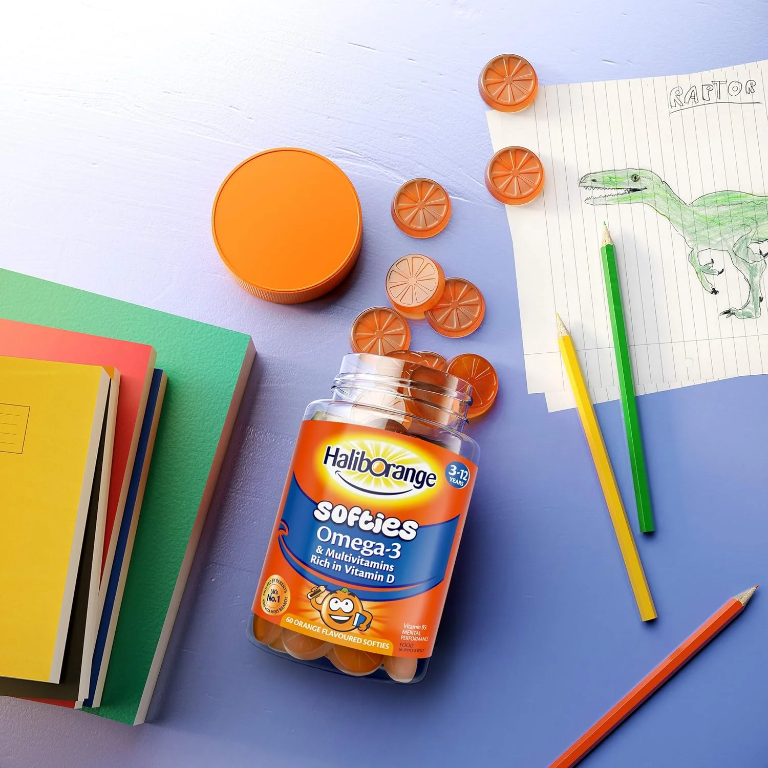 هالیبورنج ویتامین های کودکان امگا 3 و مولتی ویتامین با طعم پرتقال، بسته 60 عددی